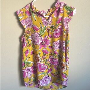 Mandee Floral Short Sleeve Top - Yellow and Pink (Bin C)​